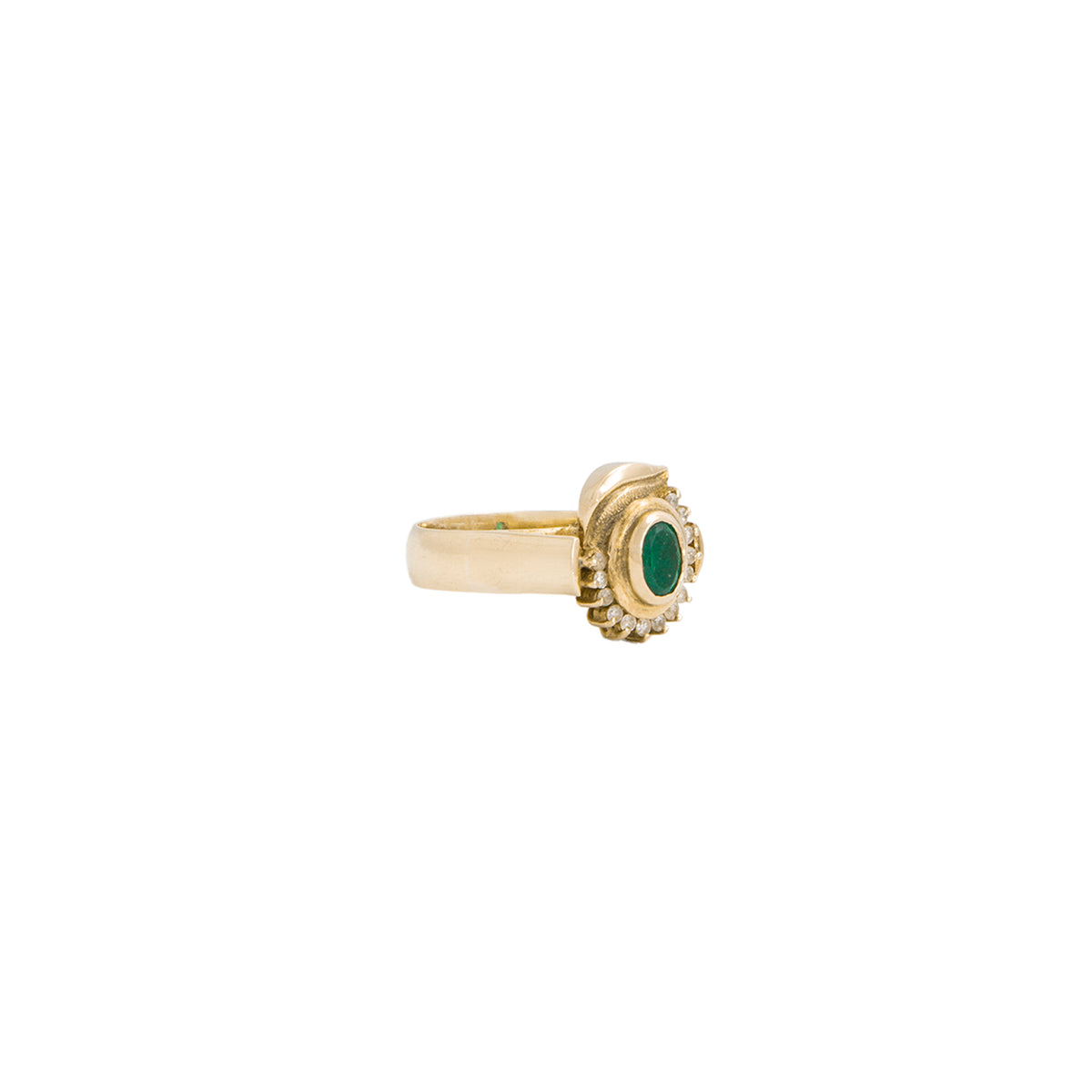 Juego de Aretes y Anillo con Diamantes y Esmeraldas