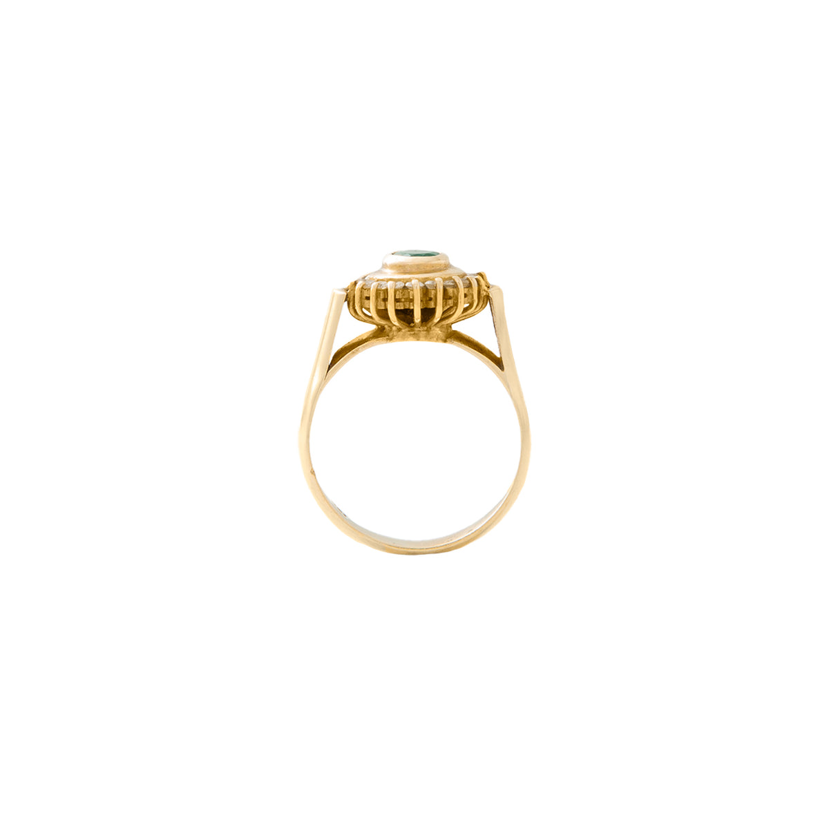 Juego de Aretes y Anillo con Diamantes y Esmeraldas