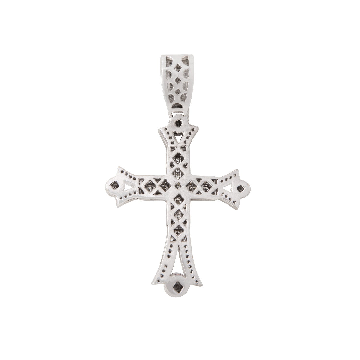 Dije Cruz en Oro Blanco 18K con Diamantes