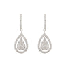 Aretes Colgantes Diseño Gota en Oro Blanco de 18k con Diamantes