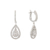 Aretes Colgantes Diseño Gota en Oro Blanco de 18k con Diamantes
