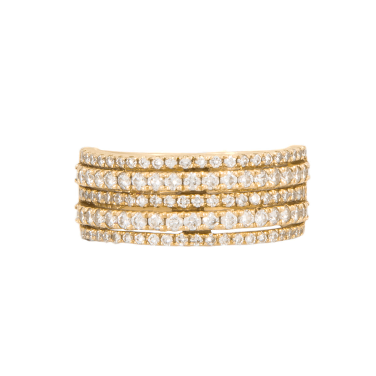 Anillo Churumbela de 5 Hilos en Oro Amarillo de 14K con Diamantes