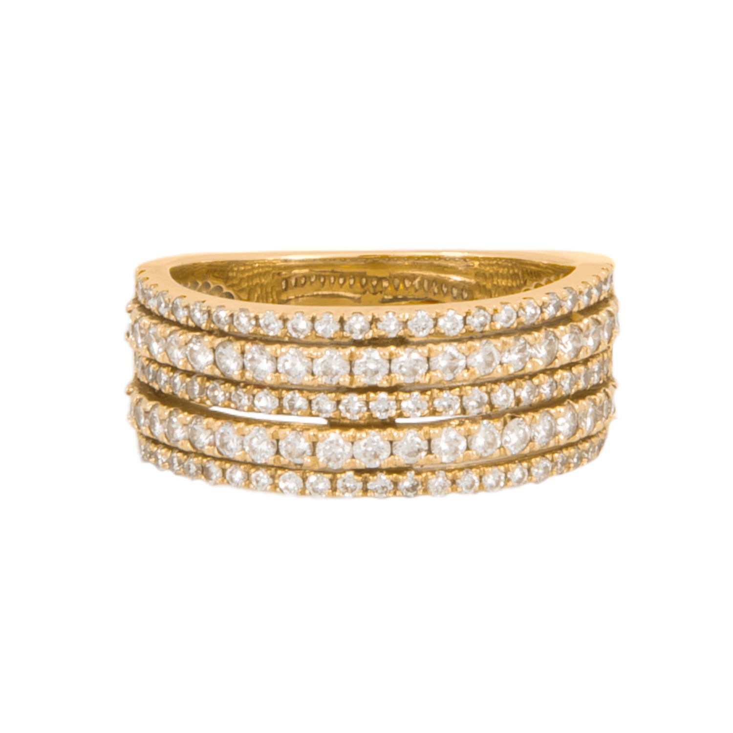 Anillo Churumbela de 5 Hilos en Oro Amarillo de 14K con Diamantes