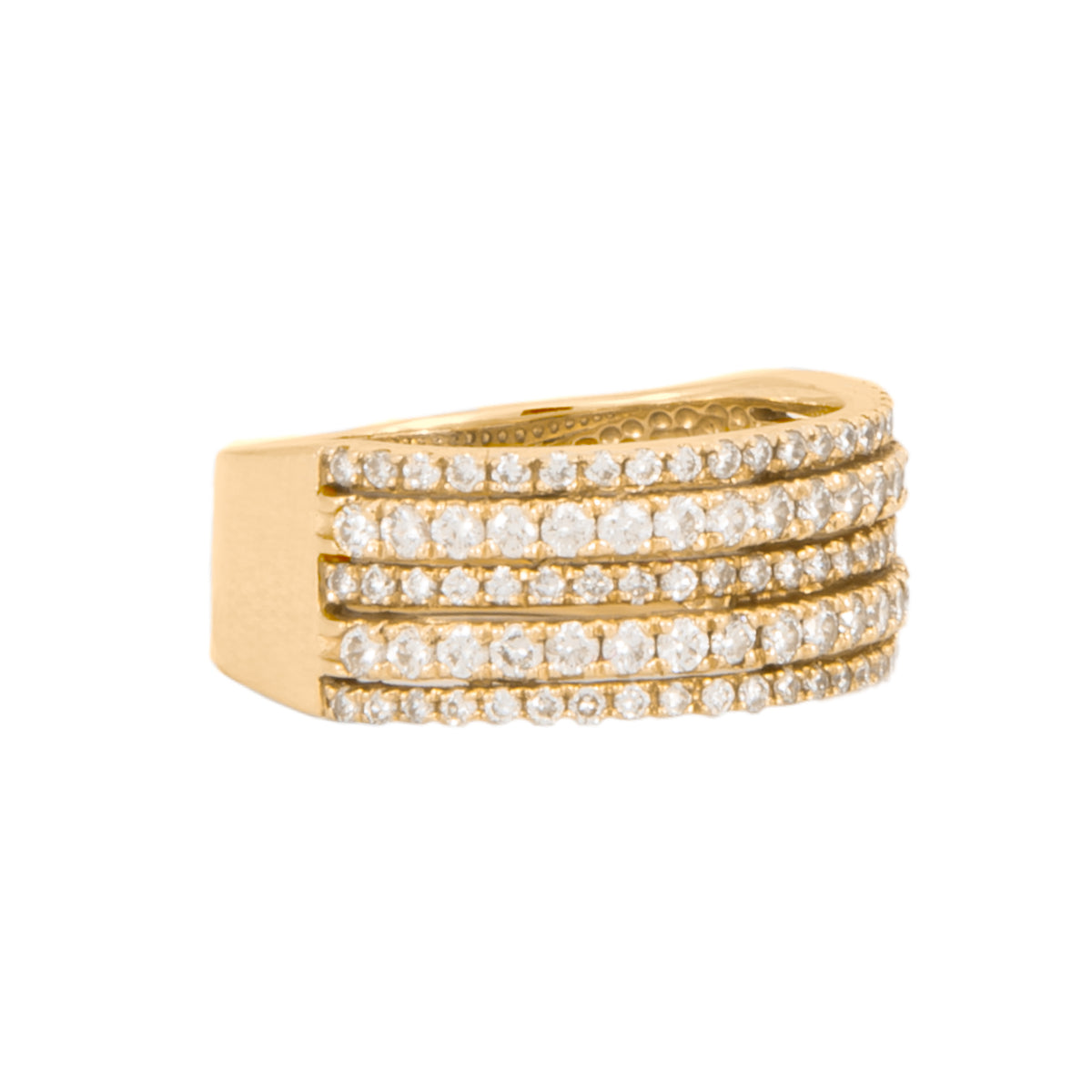 Anillo Churumbela de 5 Hilos en Oro Amarillo de 14K con Diamantes