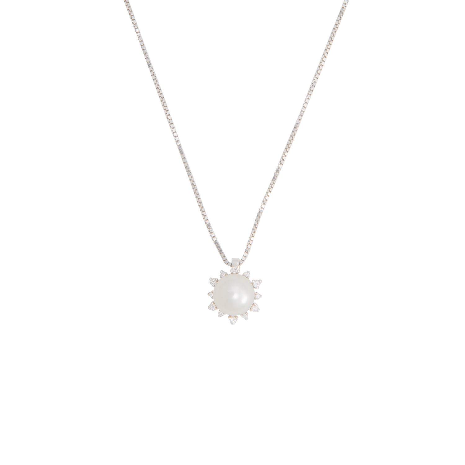 Collar con Dije de Perla en Oro Blanco 18K