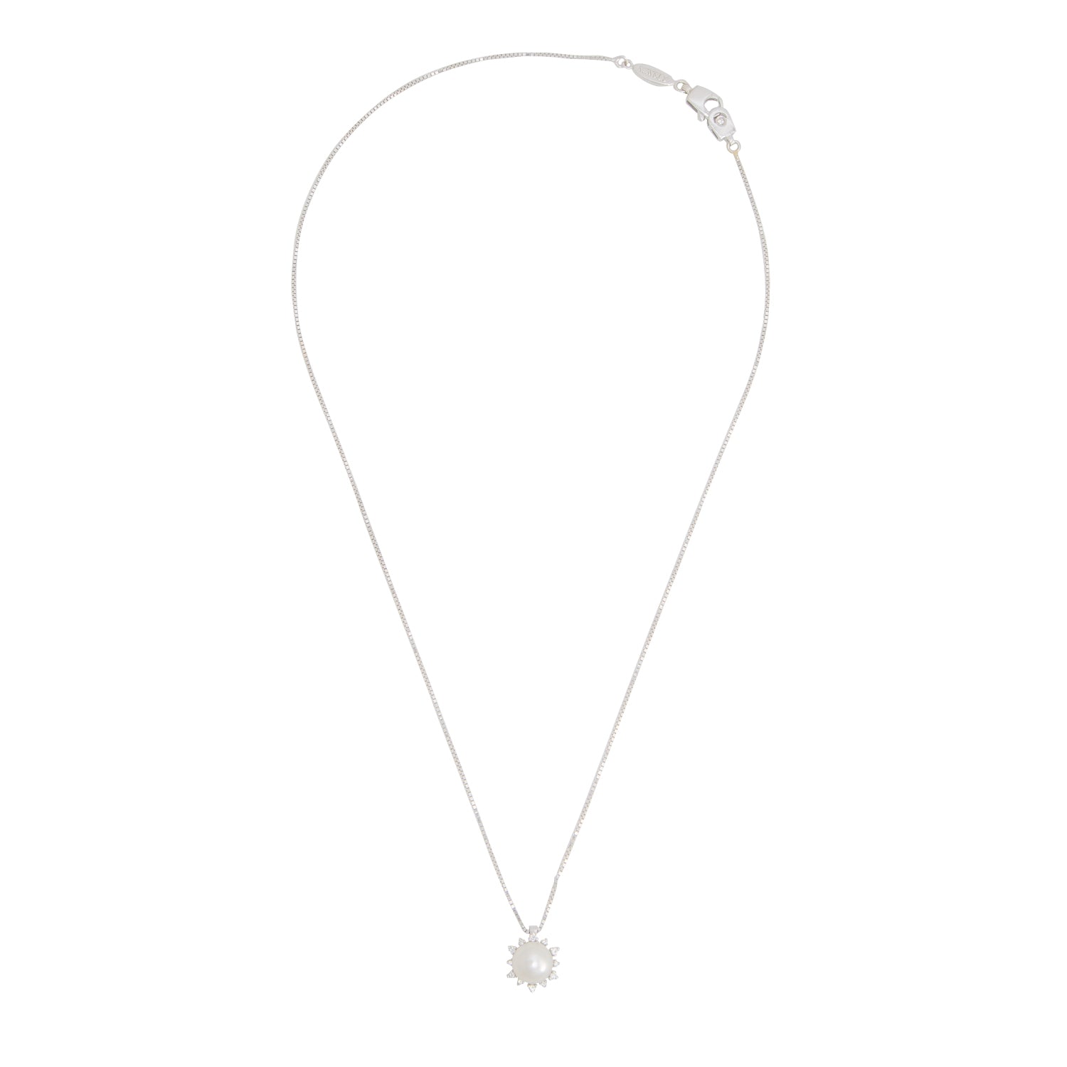 Collar con Dije de Perla en Oro Blanco 18K