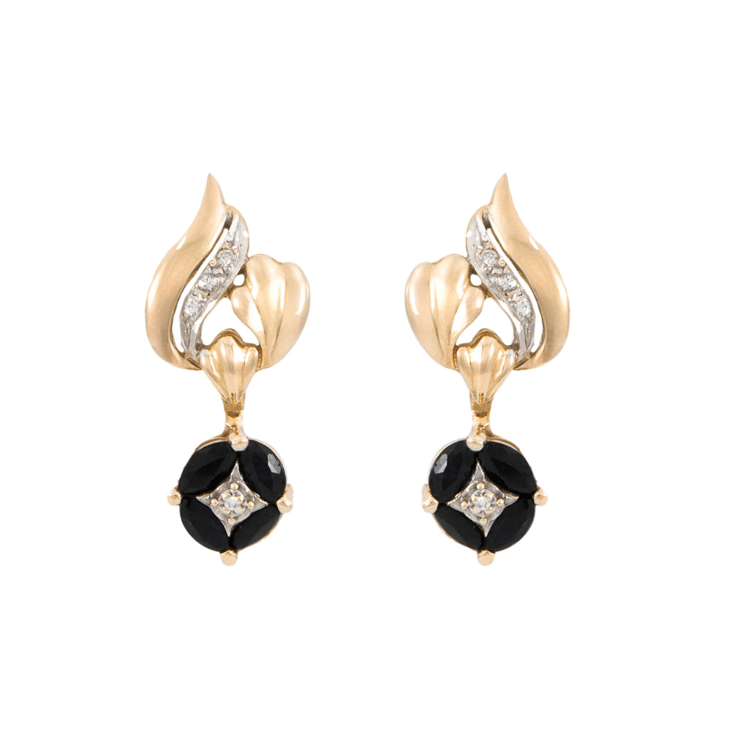 Aretes en Oro Amarillo de 14k con Diamantes
