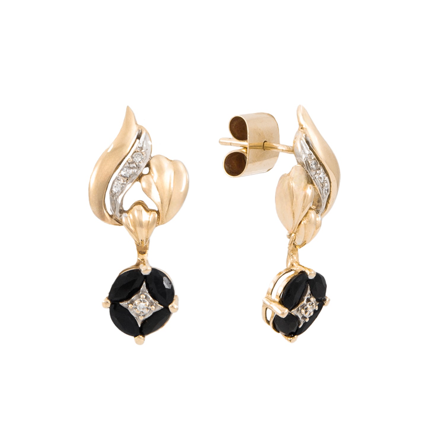 Aretes en Oro Amarillo de 14k con Diamantes
