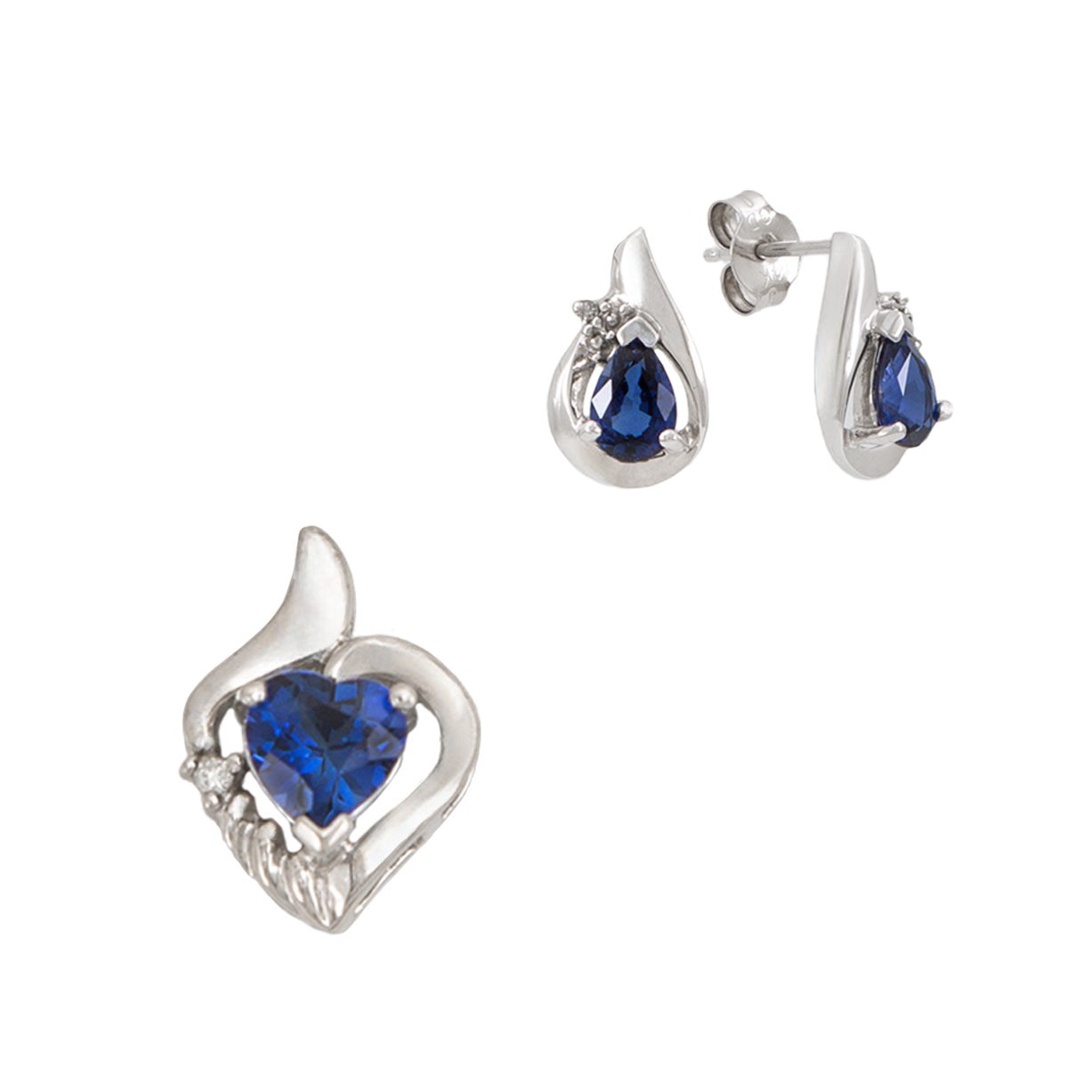 VENDIDO Juego de Aretes y Dije con Zafiros y Chispas de Diamante