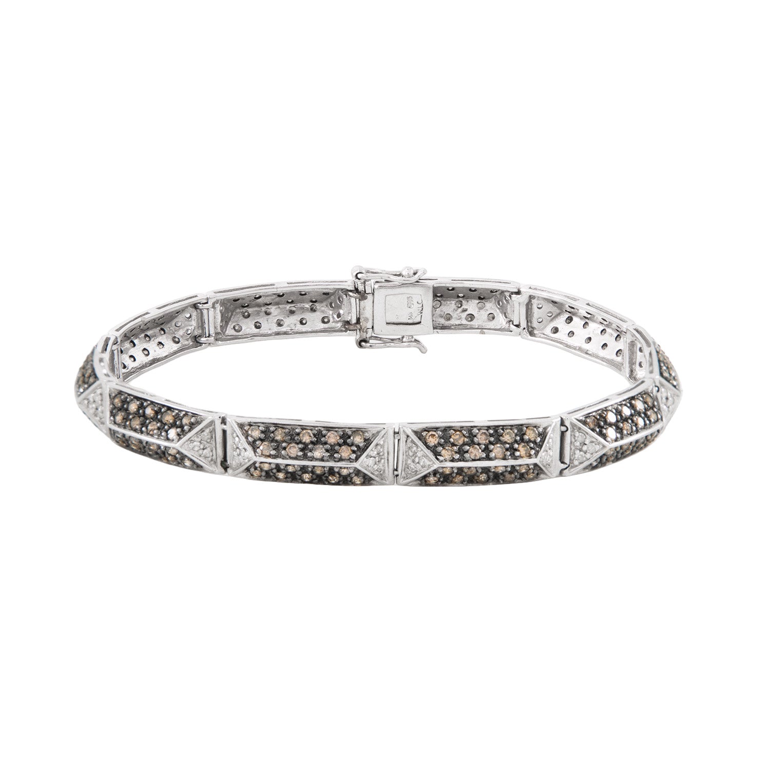 Pulsera en Oro Blanco 14K con Diamantes Champagne
