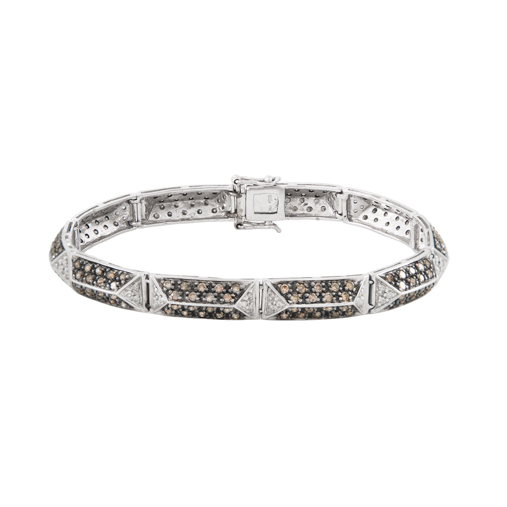 Pulsera en Oro Blanco 14K con Diamantes Champagne