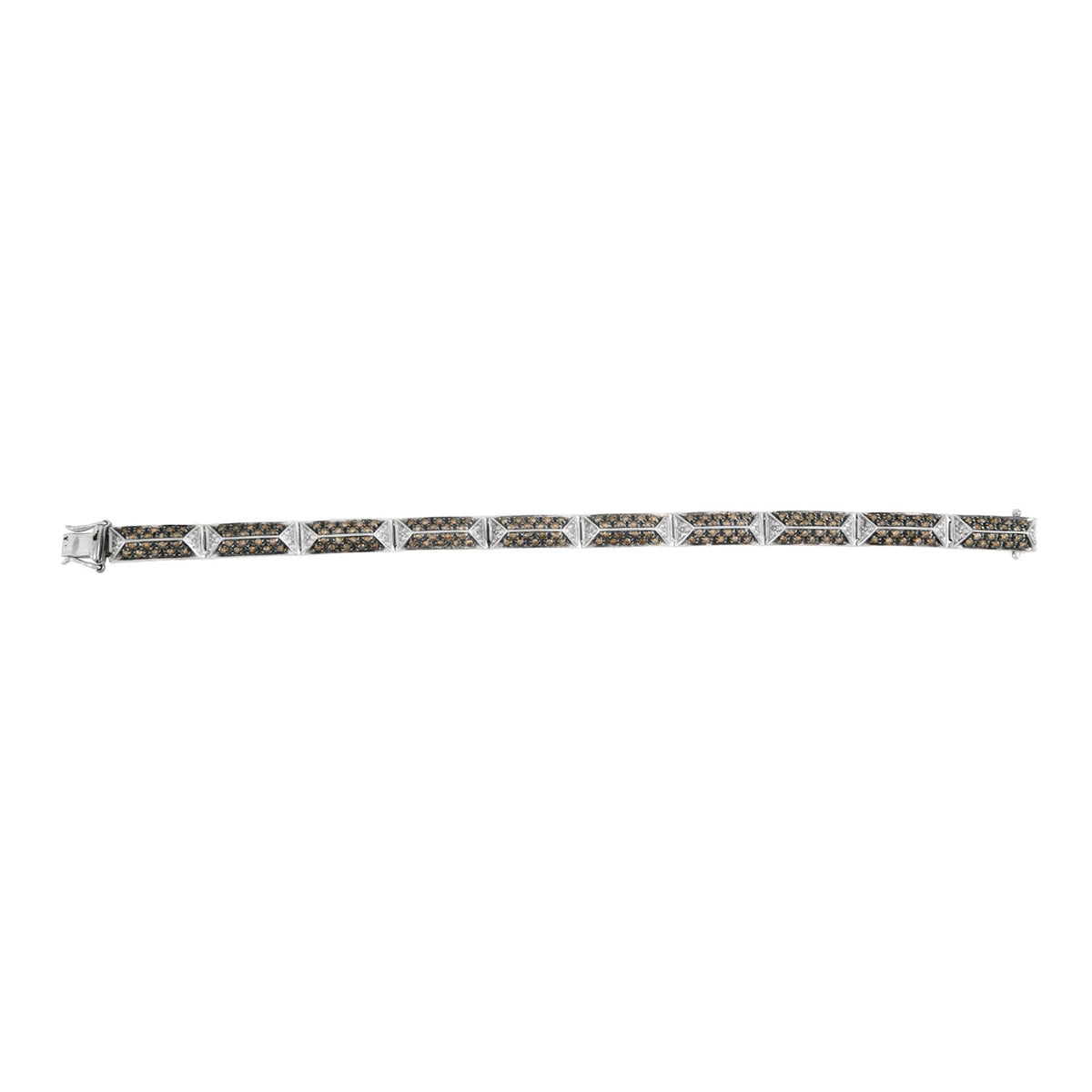 Pulsera en Oro Blanco 14K con Diamantes Champagne
