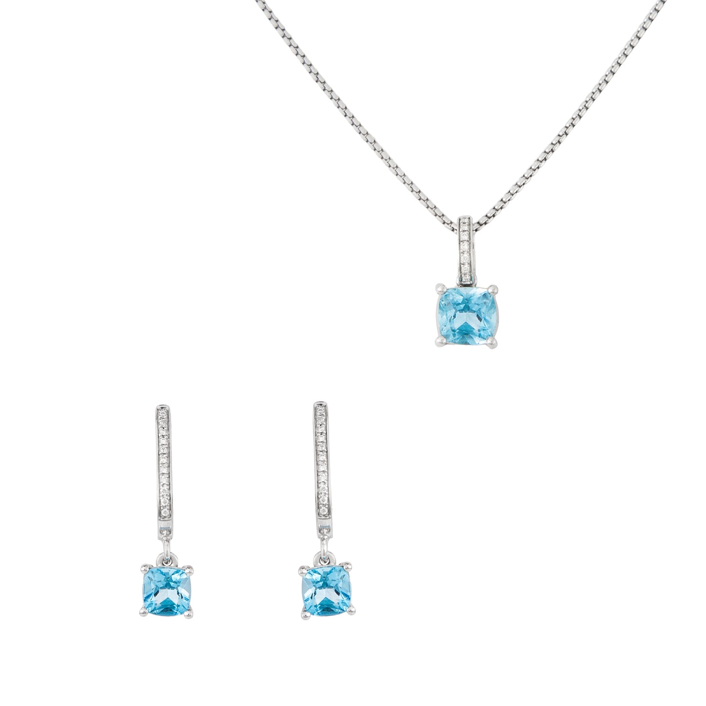 Juego de Aretes y Gargantilla en Oro Blanco