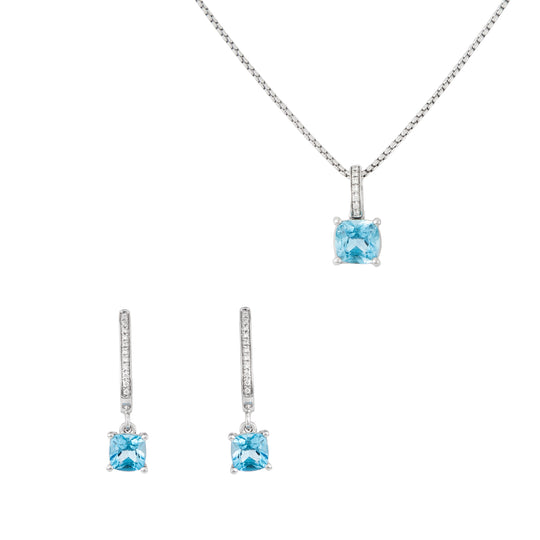 Juego de Aretes y Gargantilla en Oro Blanco