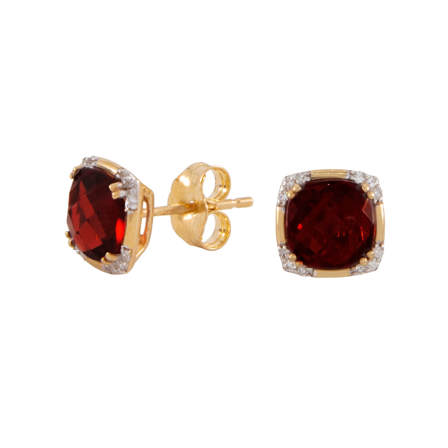 Aretes Granate Corte Cojín