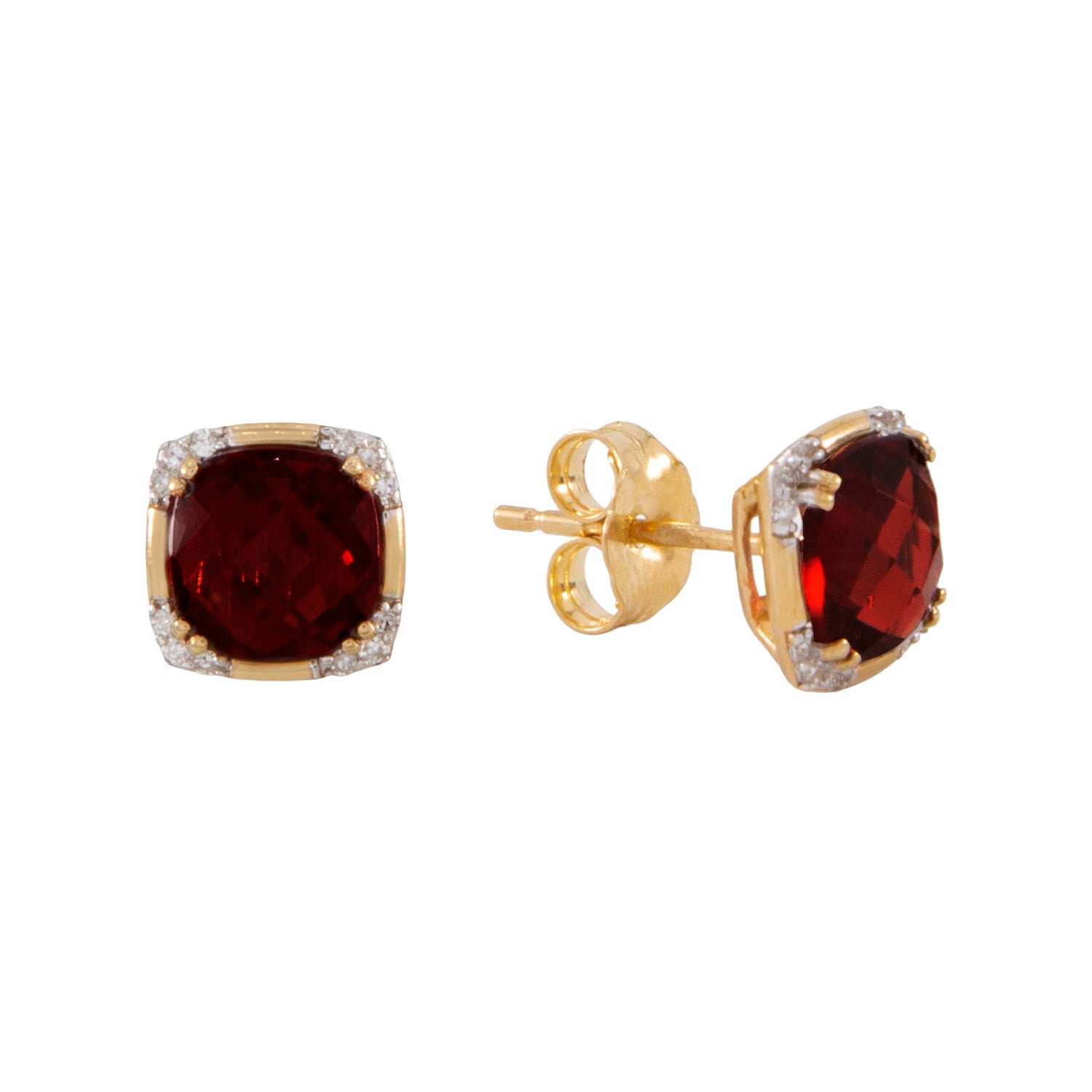 Aretes Granate Corte Cojín
