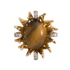 Anillo Diseño Vintage con Ojo de Tigre y Diamantes