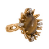 Anillo Diseño Vintage con Ojo de Tigre y Diamantes
