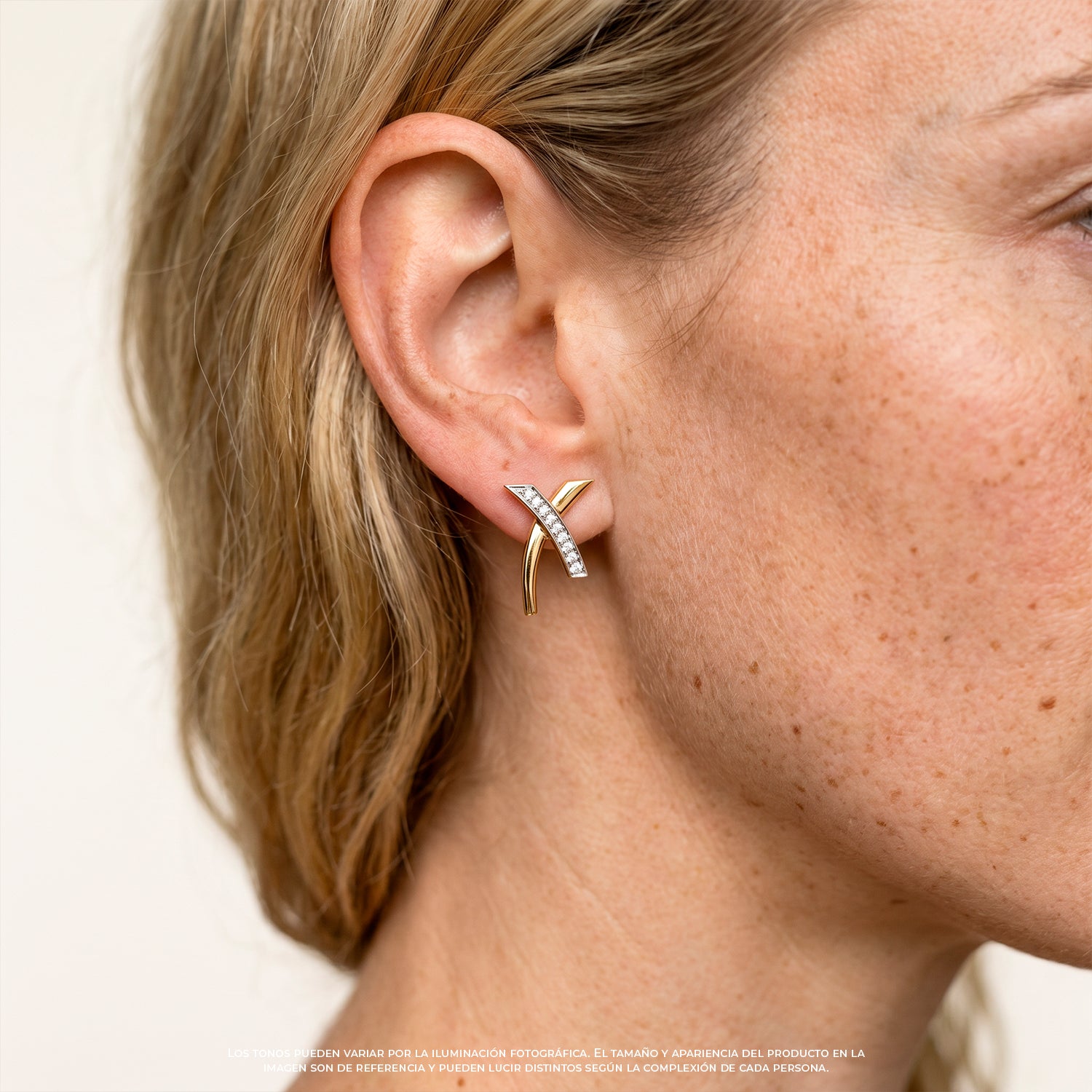Aretes Diseño "X" 14K
