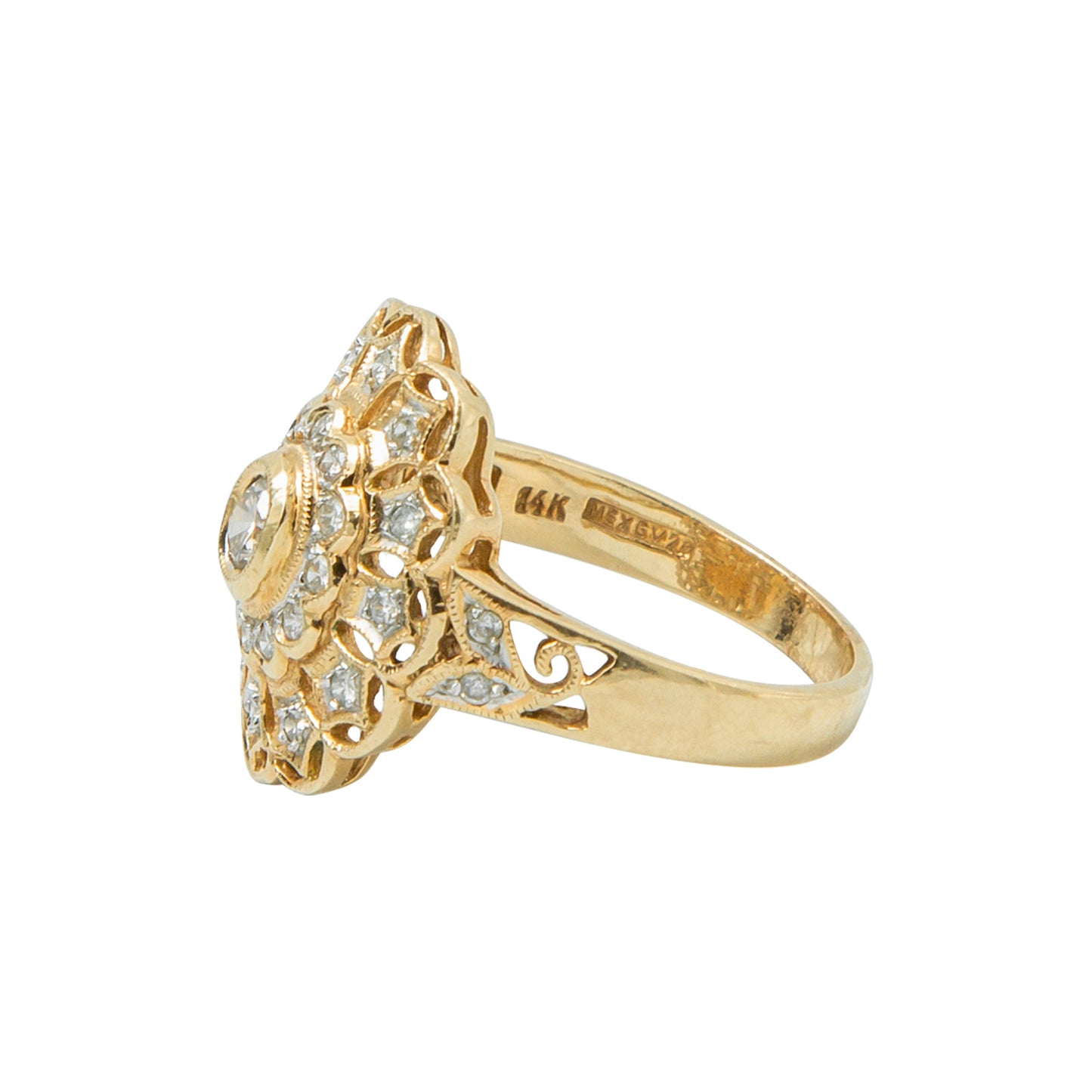 Anillo Diseño Flor Diamantes