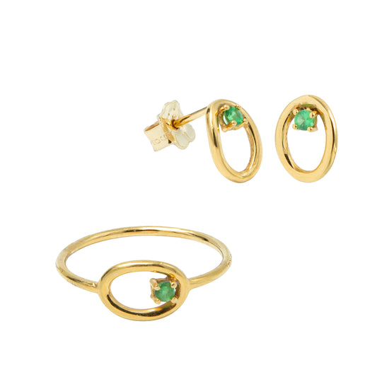 VENDIDO Juego de Anillo y Aretes con Tsavorita