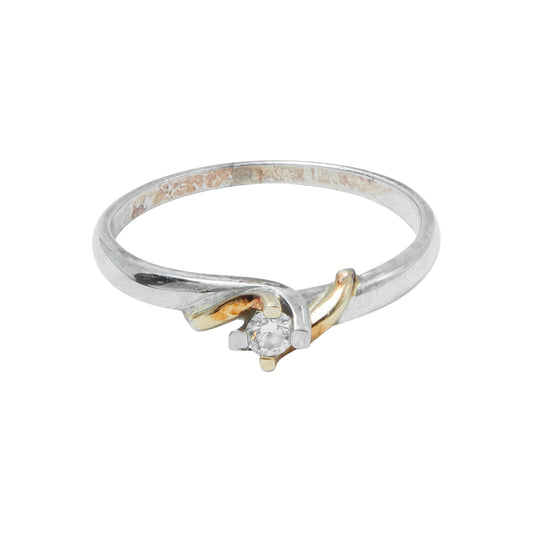 VENDIDO Anillo Solitario Dos Tonos 14k