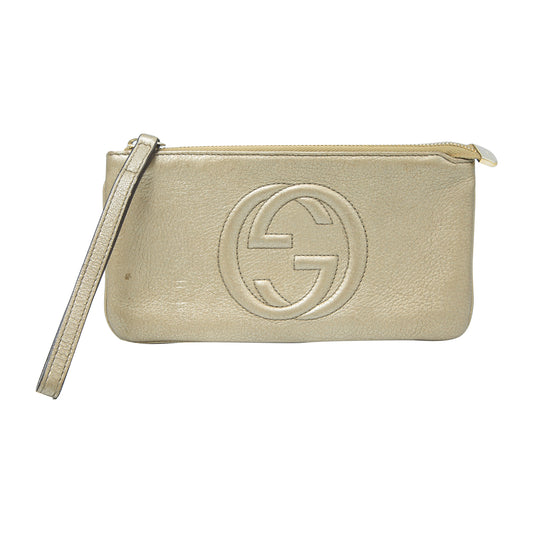 VENDIDO Cartera de Piel Dorado Metálico